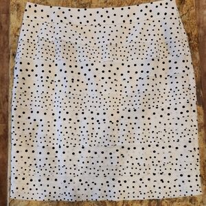 WHBM tiered pencil skirt black and white polka dot